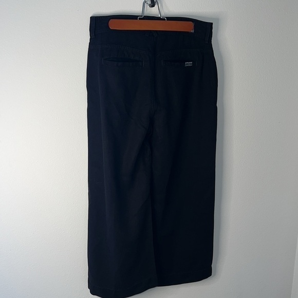 7 For All Mankind black wide leg high rise Sz 27 cropped pants belted - Picture 3 of 9